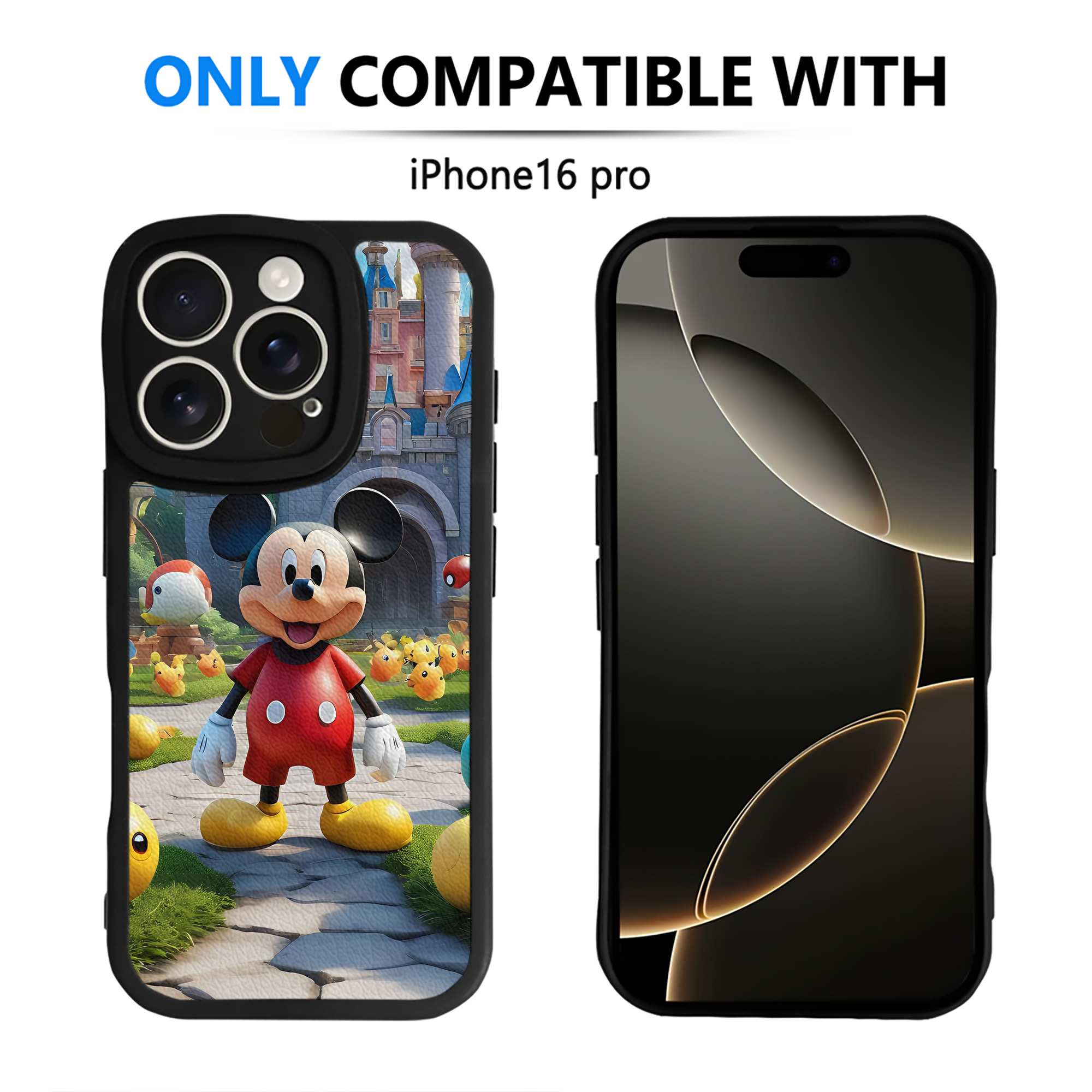 （画像用） ミッキーマウス Mickey Mouse 【iPhone 16シリーズ対応】シリコンスマホケース（レザー調） 材質：シリコン